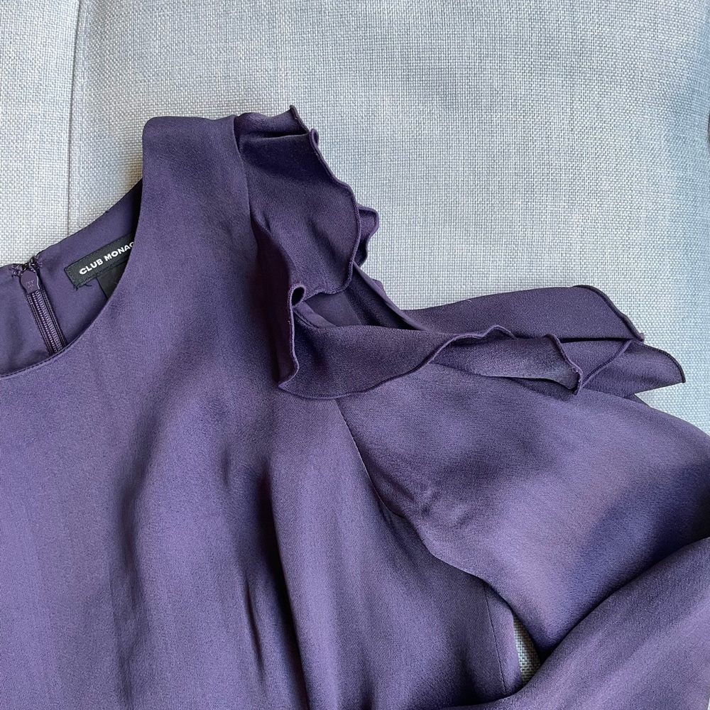 Club Monaco Cold Shoulder Ruffle Dress - Picture 8 of 9
